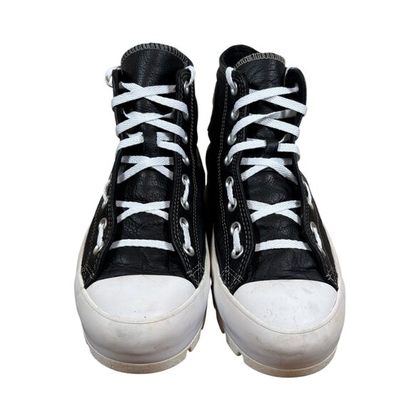 Converse Leather All Star Lugged Black Platform Sneakers - Picture 6 of 9